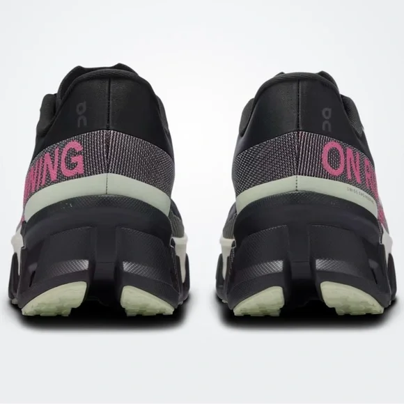 On Running Cloudmonster Hyper W 9.5 running shoe in Iron/Black-with green, pink - Picture 2 of 15
